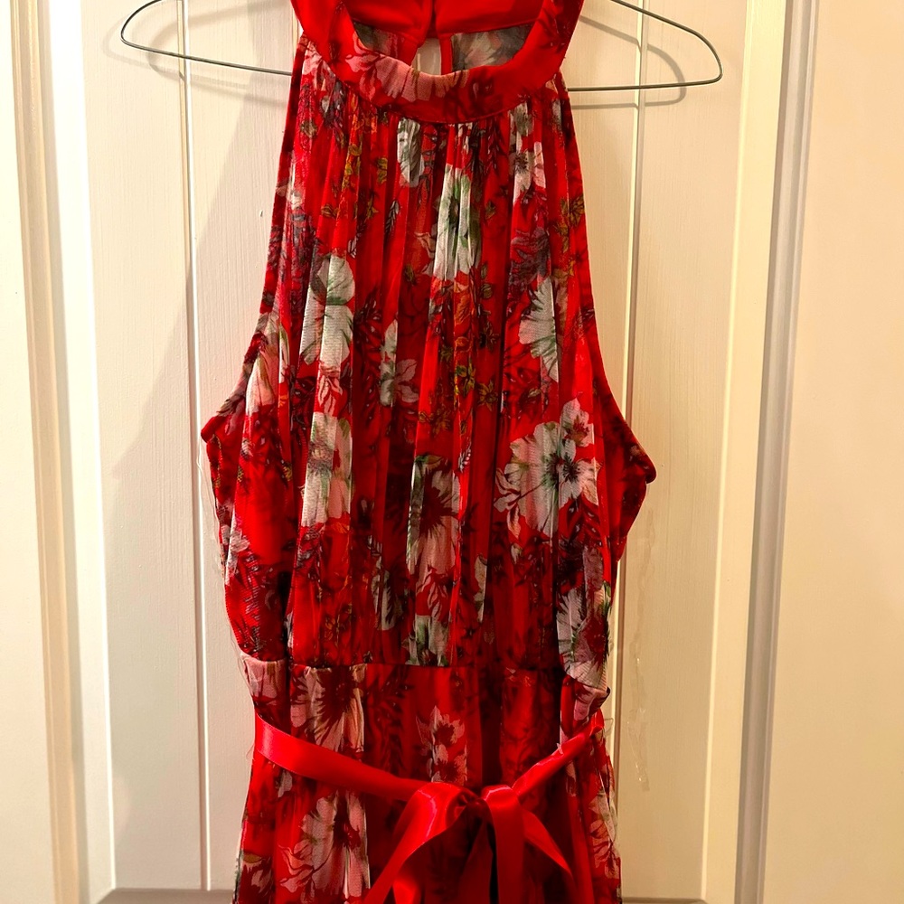 Red floral maxi dress XL